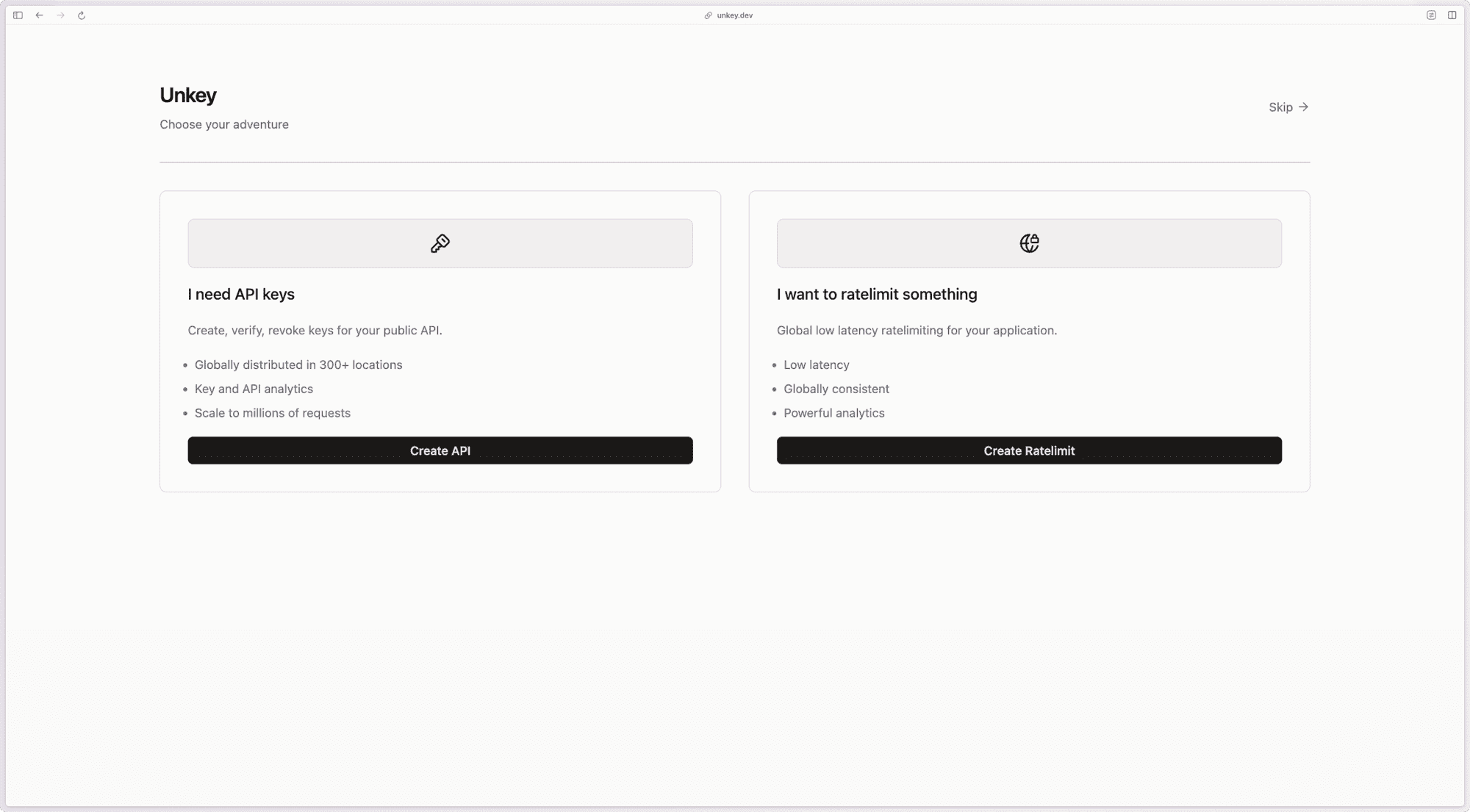 Options of keys or ratelimiting